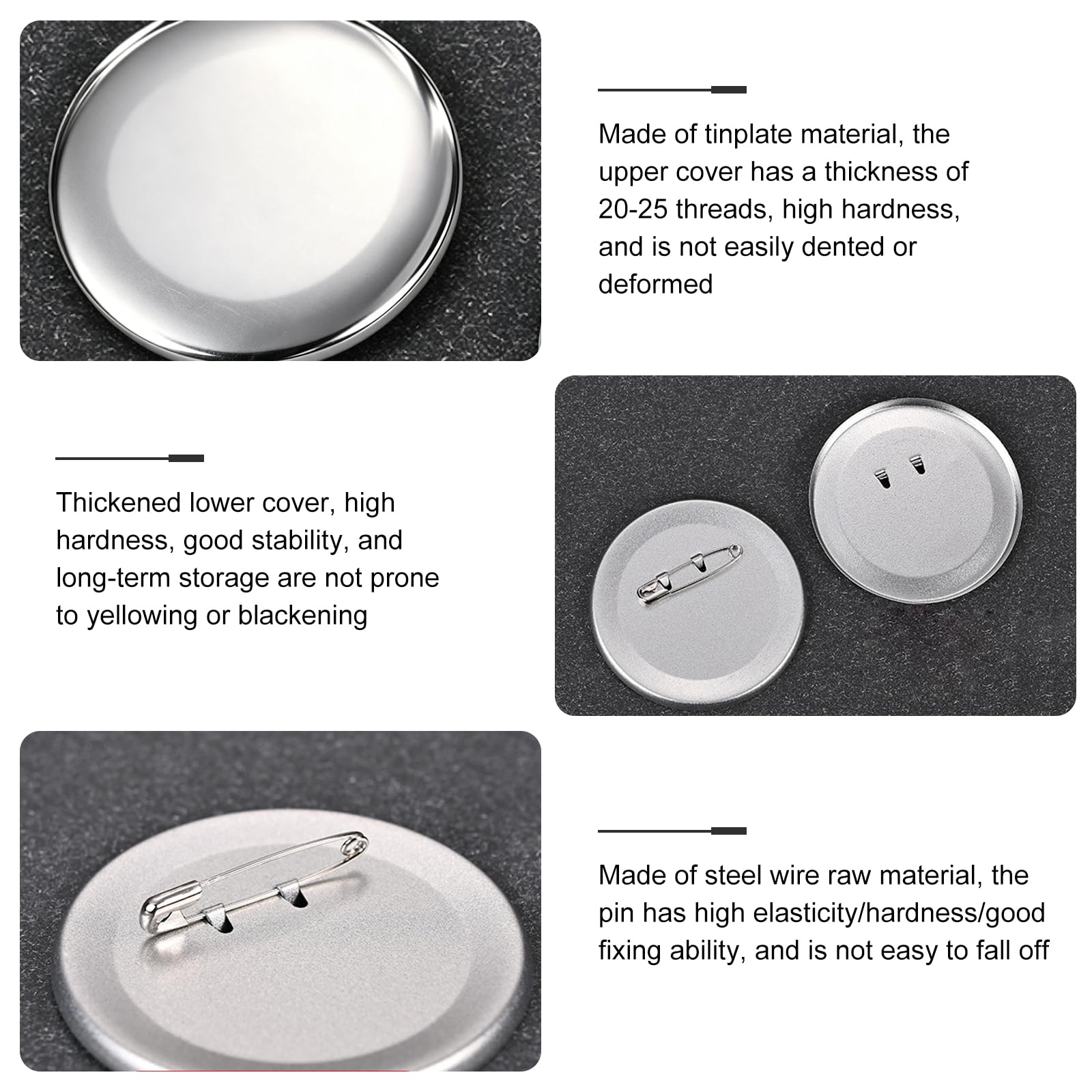 100 Sets Metal Button Blanks: 58 mm Rostschutz Blank Button Badge Parts mit Metal Shell und Transparent Film, Empty Buttons Badge, Metall Buttonrohlinge für Individuelle Abzeichen
