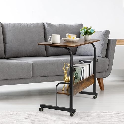 Miniatura 2 de GAJOO Mesa auxiliar móvil carrito de escritorio para laptop mesa de 3150 pulgadas mesa ajustable para sofá mesa de cama lateral escritorio portátil