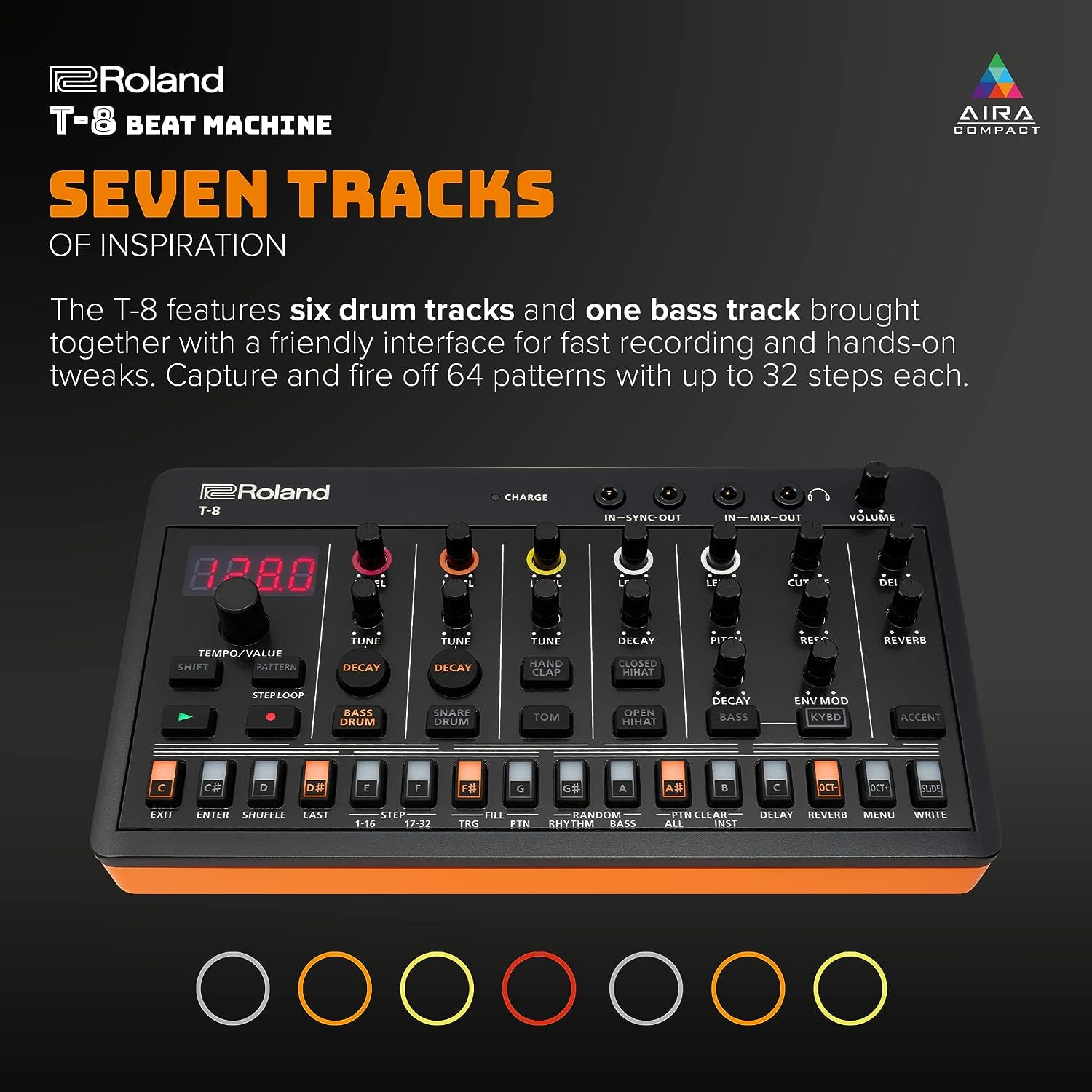 Roland AIRA Compact T-8 Beat Ultra-Portable Bass Machine Sounds