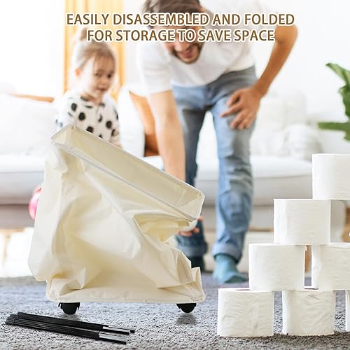 Miniatura 4 de Almacenamiento de papel higiénico de gran capacidad, cesta organizadora de papel higiénico con tapa de bambú, contenedor de papel higiénico