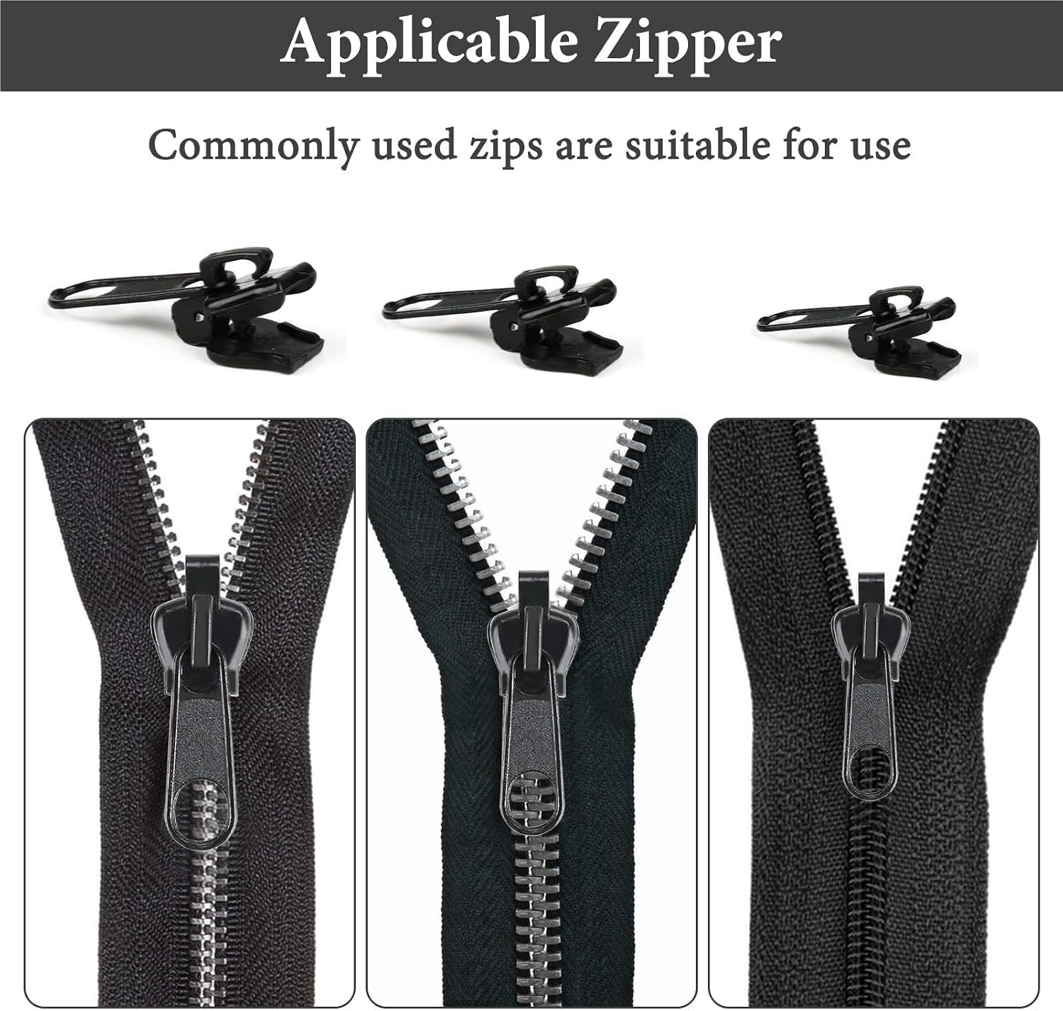 Zipper Replacement 12pcs Universal Fix Repair Multifunctional Replacement Zipper for Luggage Bags and Jackets(Coffee)