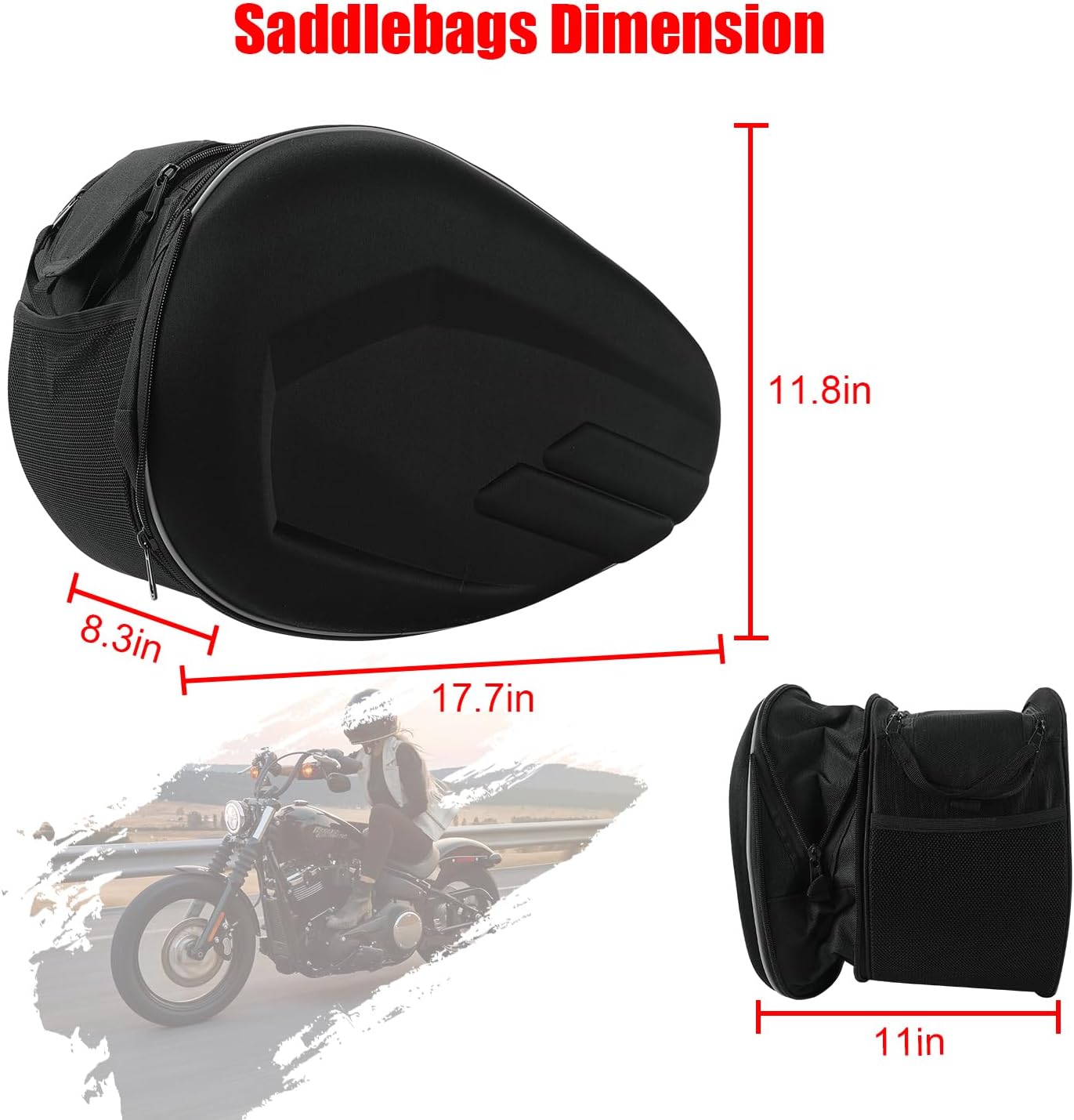 SUNPIE Motorcycle Luggage Organizer Bags Saddle Bag Dual Rear Saddlebags Universal Rear Storage Bags w/Rain Cover 42L Extra Large Expandable Street/Sportsbike Saddlebags for Cruiser,Touring, Sport