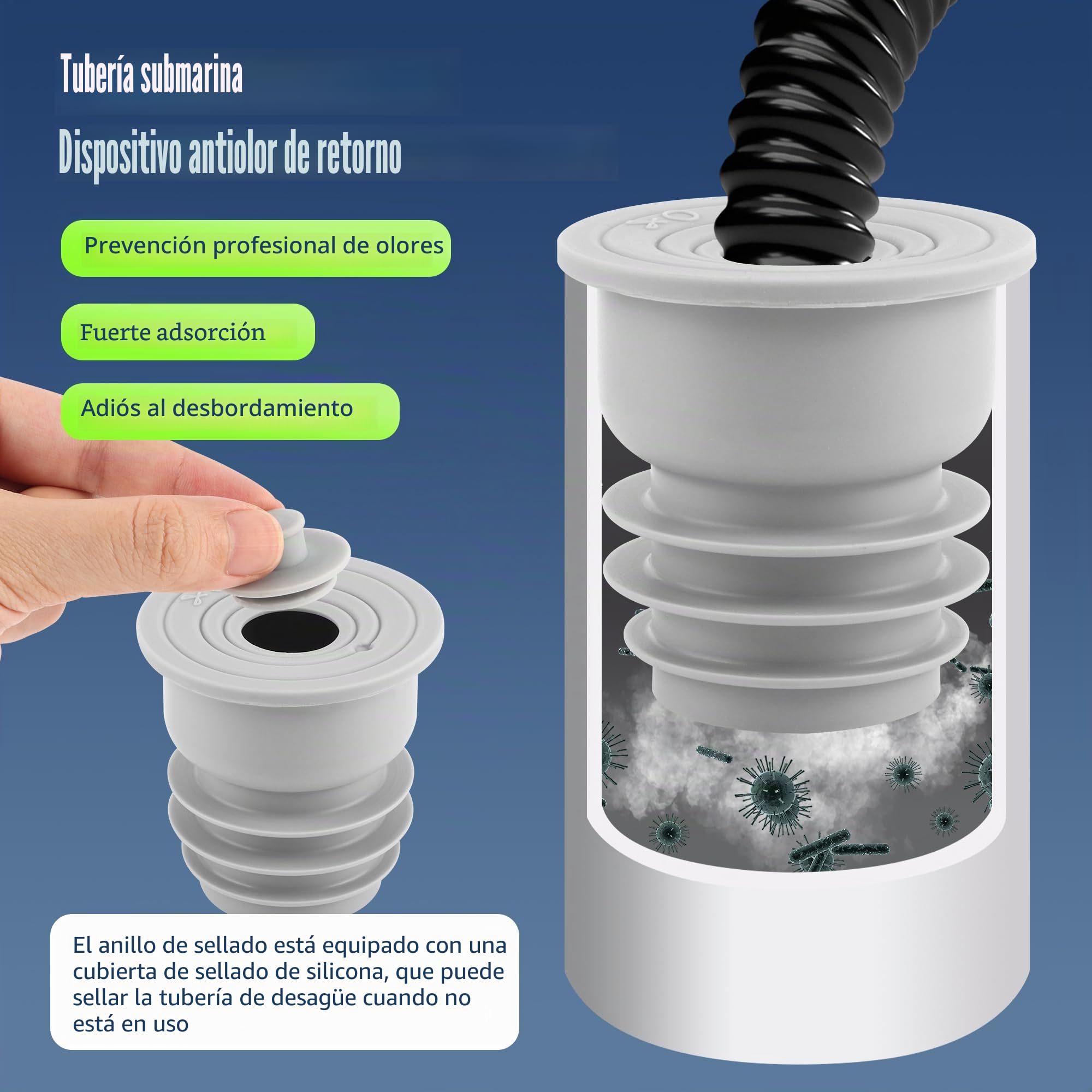 4 juntas para tubo de desagüe de agua, 35-40 mm/45-55 mm, anillo de sellado del tubo de desagüe para lavadoras, desagües del fregadero, gris