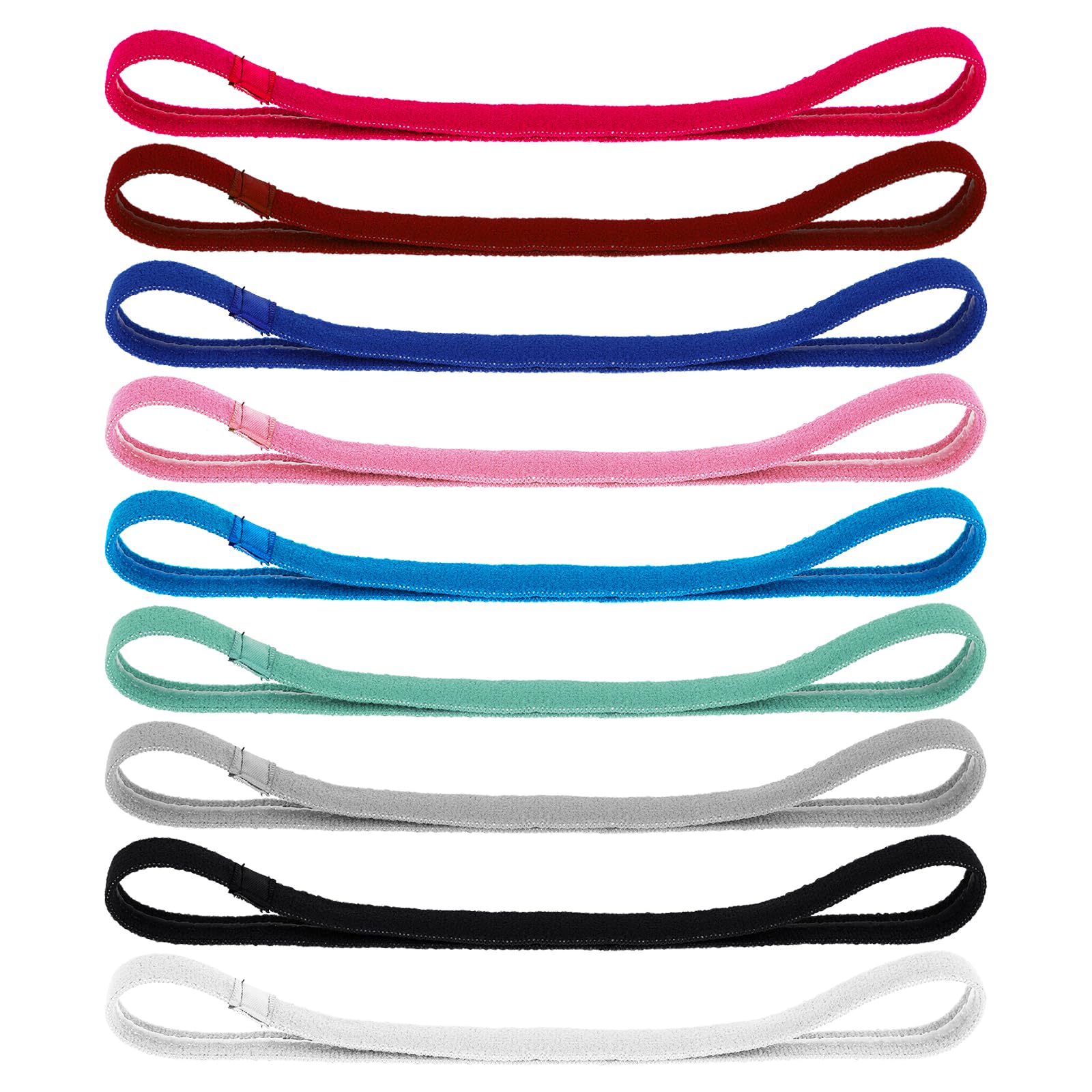 Mabor 9 Pcs Elastic Headbands, Sweat Wicking Fabric, Not Too Loose or Too Tight, Non Slip Stretchy Headbands for Women Men
