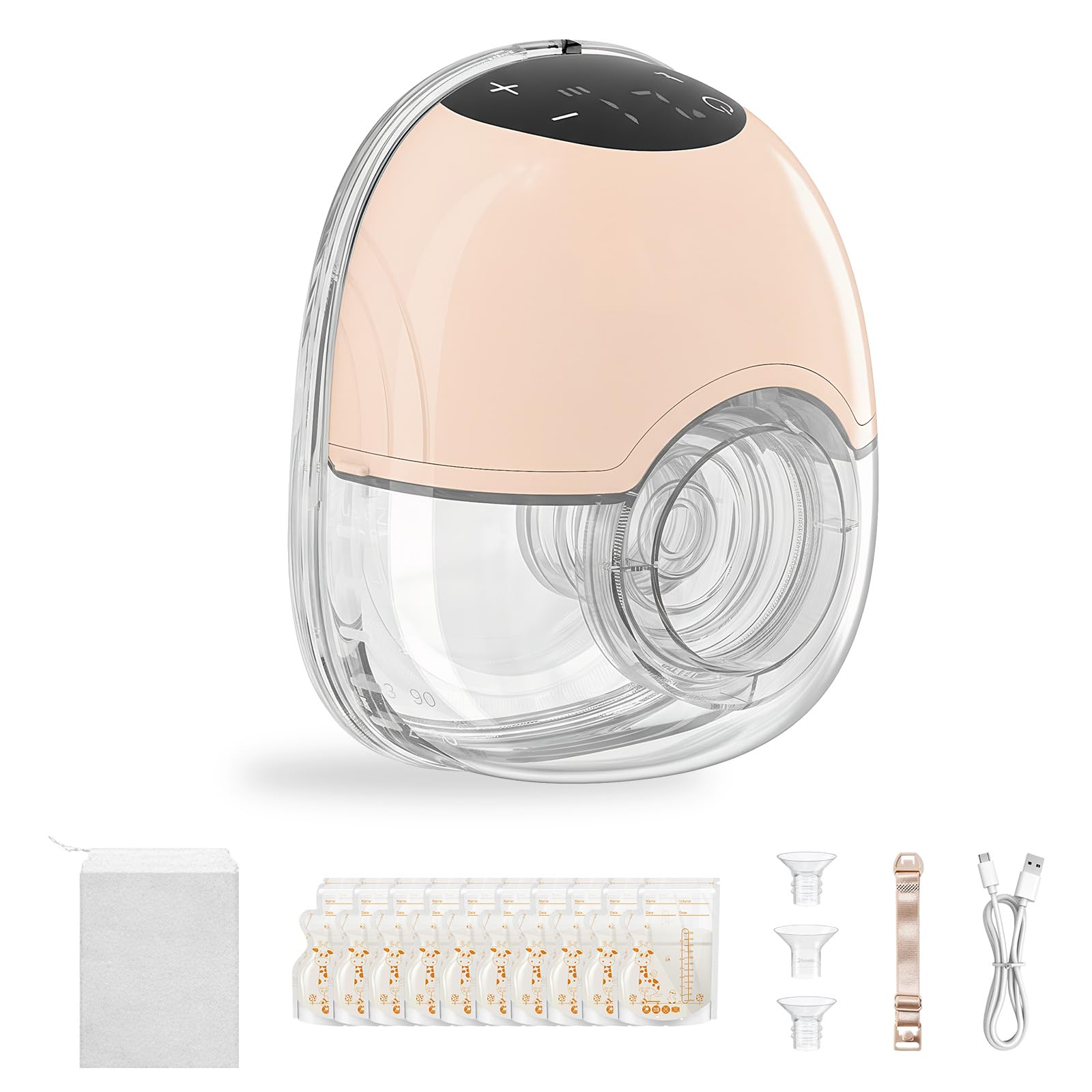 TOPCHANCES Touchscreen Milchpumpe Elektrisch Freihändig,Tragbar Breast Pump mit 4 Modi und 12 Saugstufen 17/19/21/24mm komfortabler Flansch,Doppelt Abgedichteter mit Ersatzzubehör im Lieferumfang,Rosa