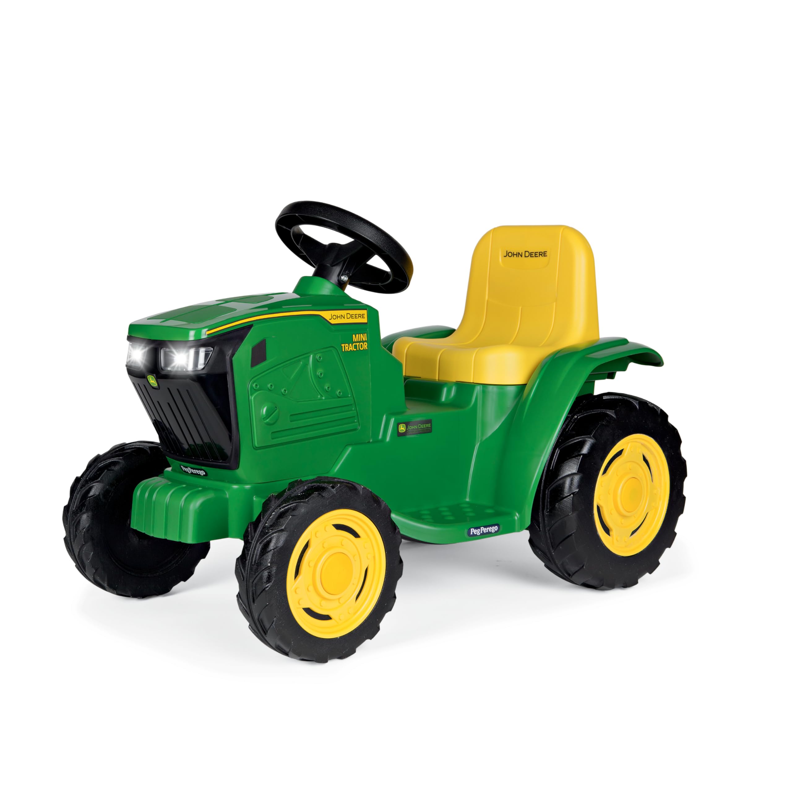 Peg Perego John Deere Mini Tractor - Tractor Eléctrico Montable 6V para Niños Desde 1 Año con Batería Recargable, Luces LED, Claxon, Sonidos y Melodías