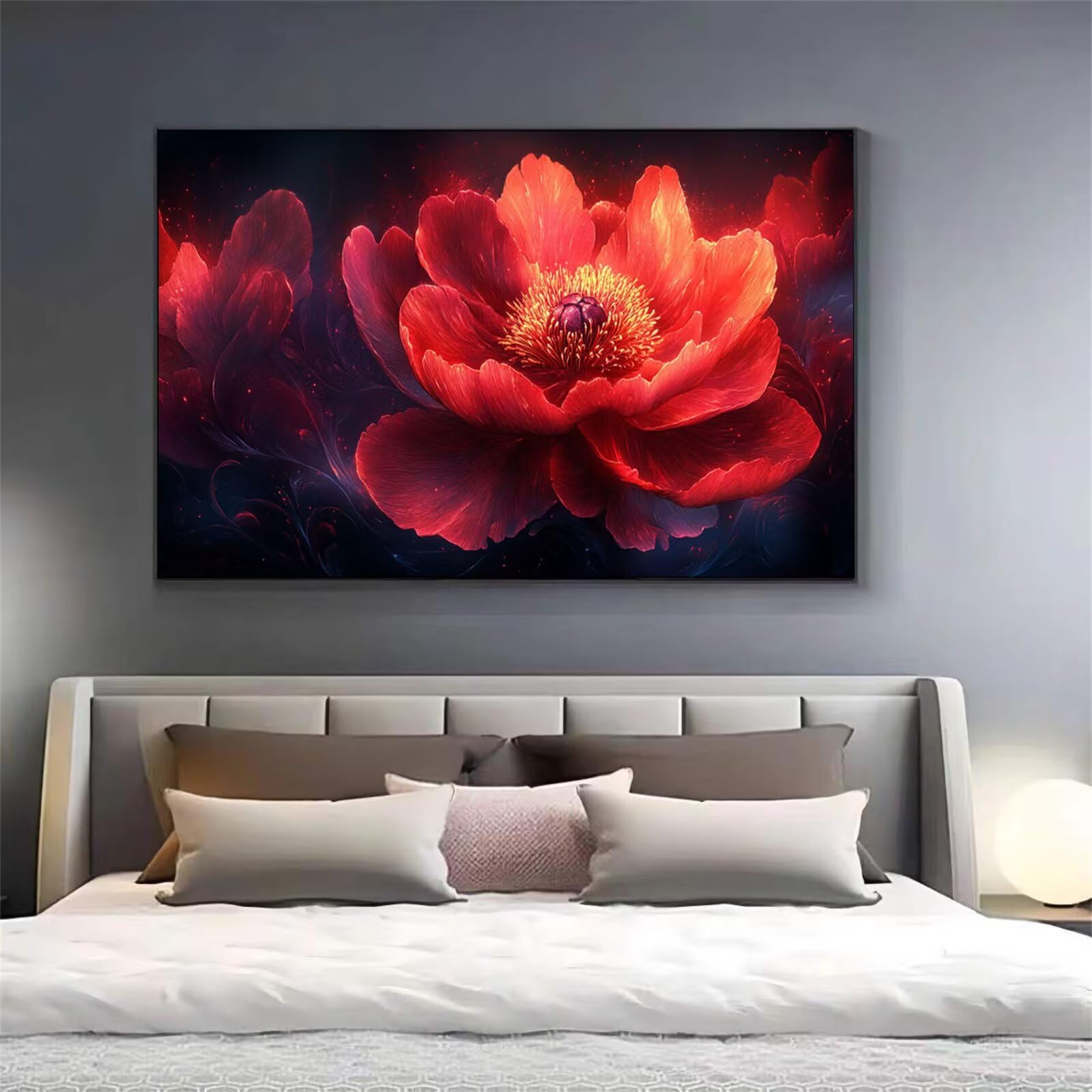 5D Czerwony Diament Malarstwo Diamentowe Pełne Zestawy Do Malowania Diamentowego Kwiat Dorośli Dzieci, DIY Pełny Zestaw Haftów Krzyżowych, Diamentowe Malowanie Obrazy 60 x 120 cm Do Dekoracji Ścian