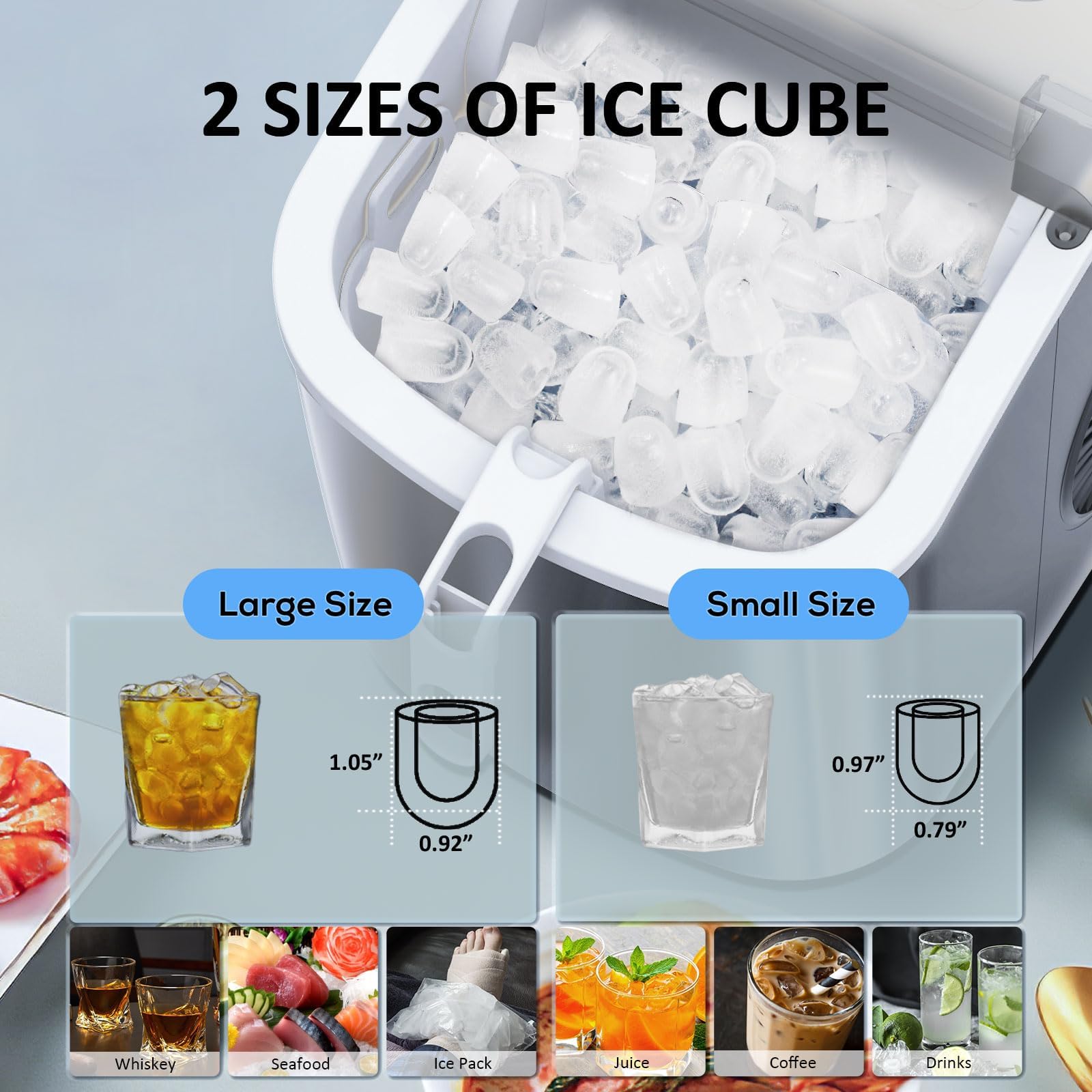 Antarctic Star Countertop Ice Maker Portable Ice Machine With Handle,Self-Cleaning Bullet Ice Makers, 26lbs/24h, 9 Ice Cubes Ready In 6 Mins For Home Kitchen Bar Party (Grey) on Fridge.com - View 6