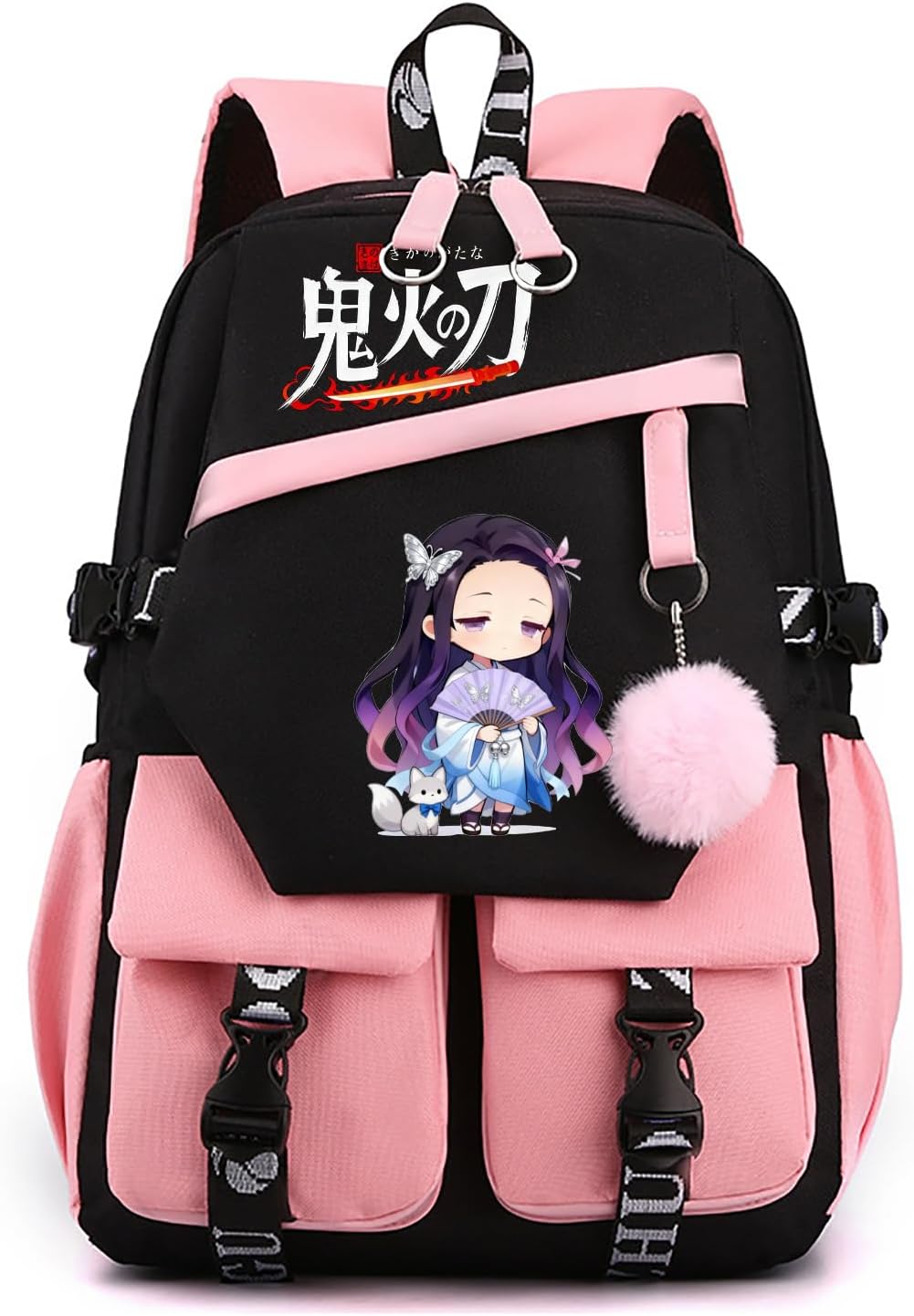 ZJYJING Japanese Anime Backpack for Girls Teen Cute Cartoon School Backpack for Elementary Middle Students Bookbag (Pink-Z)