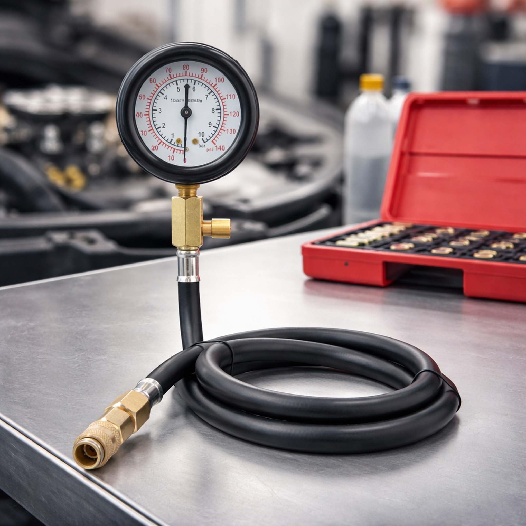 Wiltec Tester per Pressione Olio Motore Auto Set da 12 Pezzi misuratore Pressione Olio