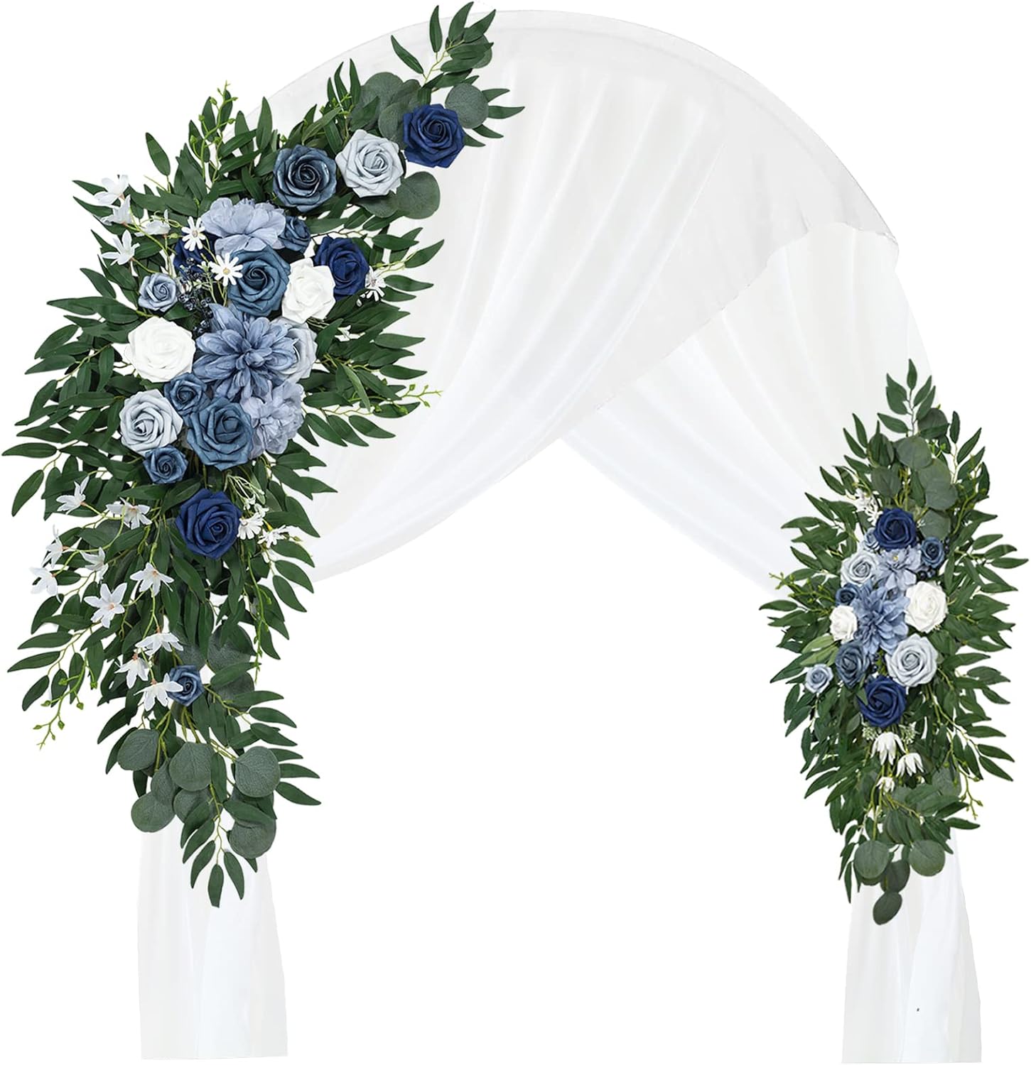 VK Alldo Artificial Wedding Arch Flowers Kit (Pack of 3), Dusty Blue Wedding Arch Draping Fabric
