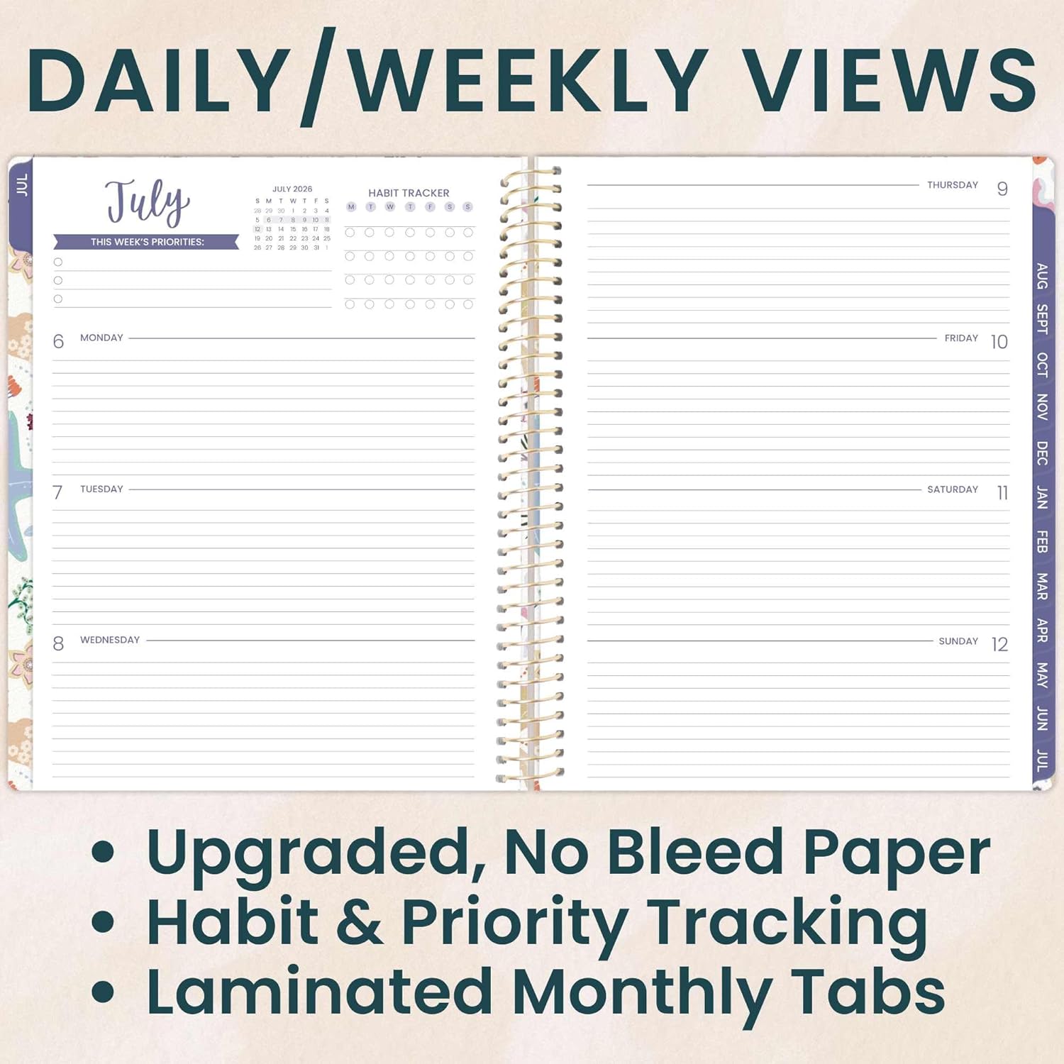 bloom daily planners 2026-2027 (8.5" x 11") Academic Year Day Planner (July 2026 - July 2027) - 13 Months Weekly & Monthly Agenda Organizer with Stickers & Tabs - Seaside Whimsy