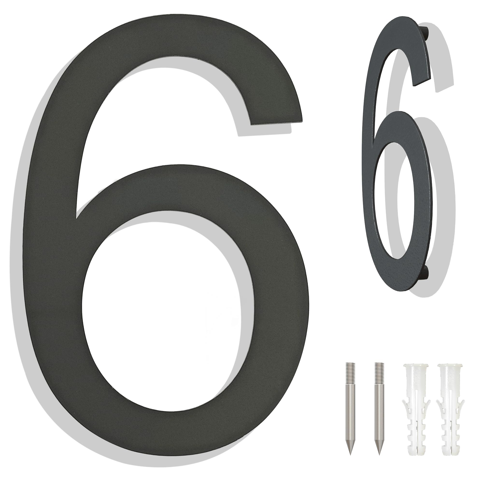Ywonoby Large Brushed Stainless Steel House Numbers, Modern Floating Black Grey Door Numbers, Address Plaque