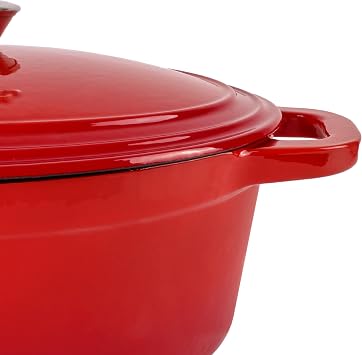 BergHOFF 5Pc Neo Enameled Cast Iron Cookware Set, 3qt., 5qt. Dutch Ovens, Fry Pan 10 Inches, Matching Lid, Induction Cooktop Ready, Oven Safe Up To 400F, Red