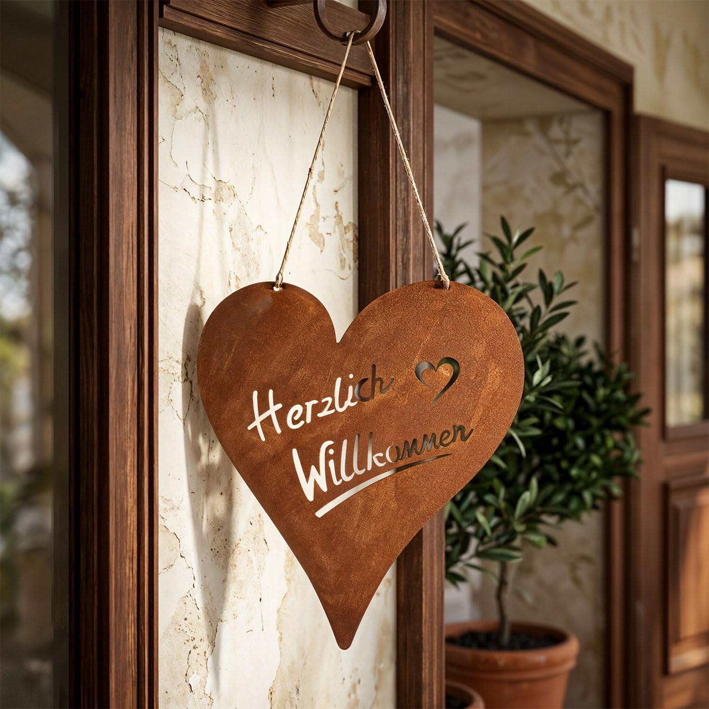 levandeo - Cartel Decorativo para Puerta de jardín (Metal Oxidado, 18 x 20 cm)