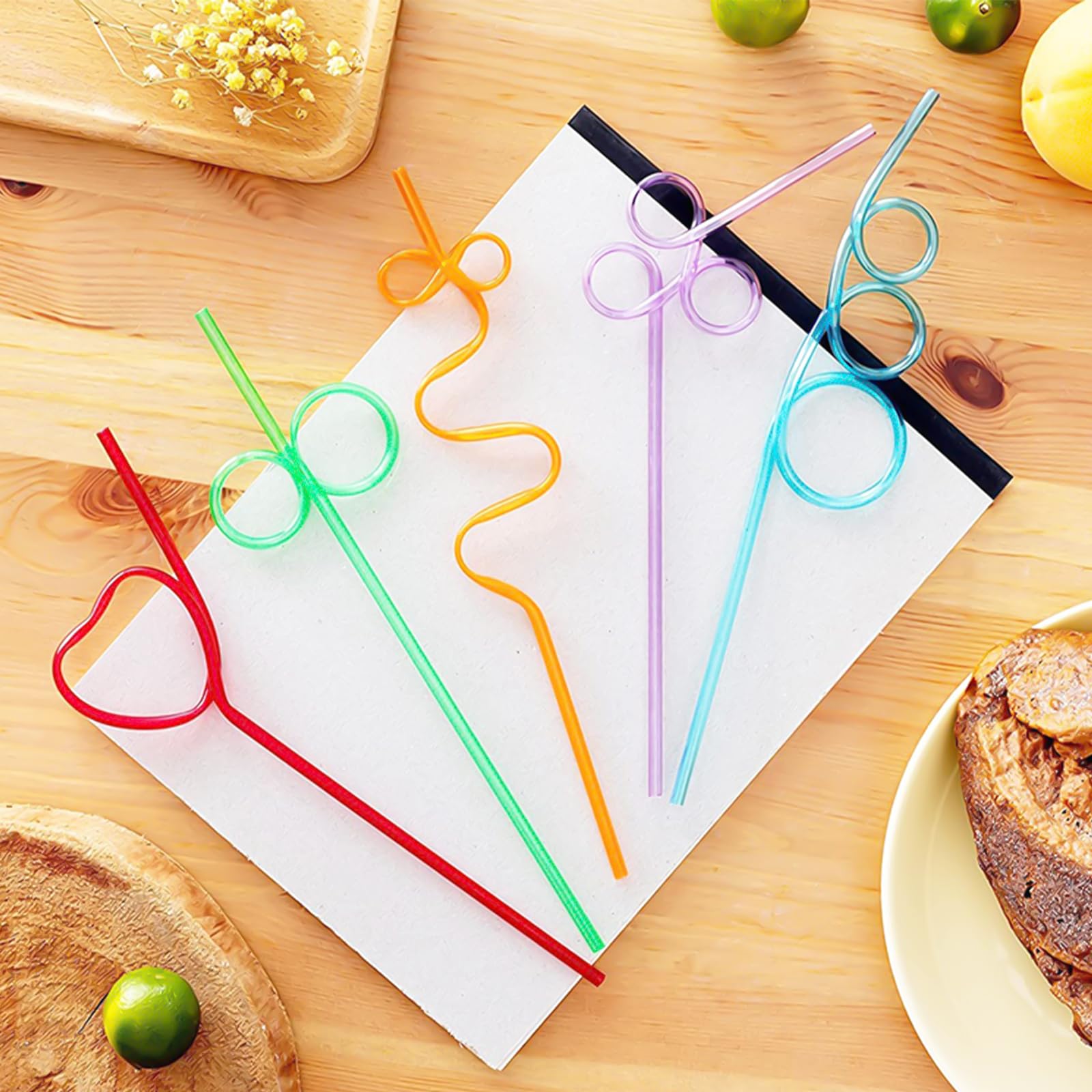 20 Cannucce Riusabili In Plastica Rigida A Forma Ricciolo - Colorate Per Bambini, Feste E Picnic - Foto 5