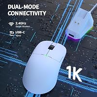 AJAZZ AJ159P Szuperkönyű Vezeték Nélküli Gamer Egér Mágneses Töltőállomással, 56g, PixArt PAW3395 Szenzor, 26000 DPI, PC/Mac Kompatibilis, F 3