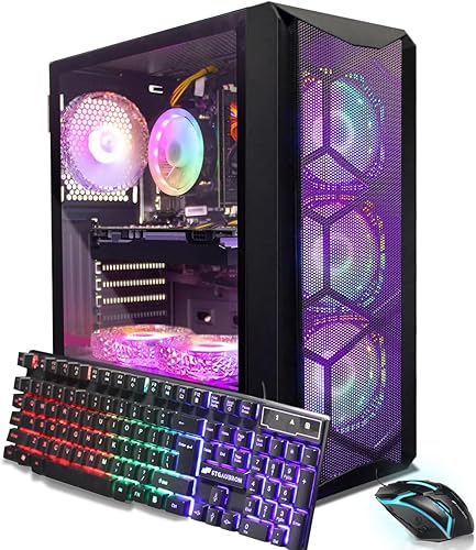 Miniatura 1 de STGAubron PC de escritorio para juegos, Intel Core i7-6700 hasta 4.0G, 32G DDR4, 2T SSD, Radeon RX 580 16G GDDR5, 600M WiFi, BT 5.0, ventilador RGB