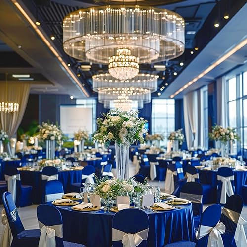 Miniatura 49 de Mantel redondo de 60 pulgadas blanco con borde elástico – Mantel ajustado sin arrugas y lavable para mesa redonda de 5 pies, mantel reutilizable