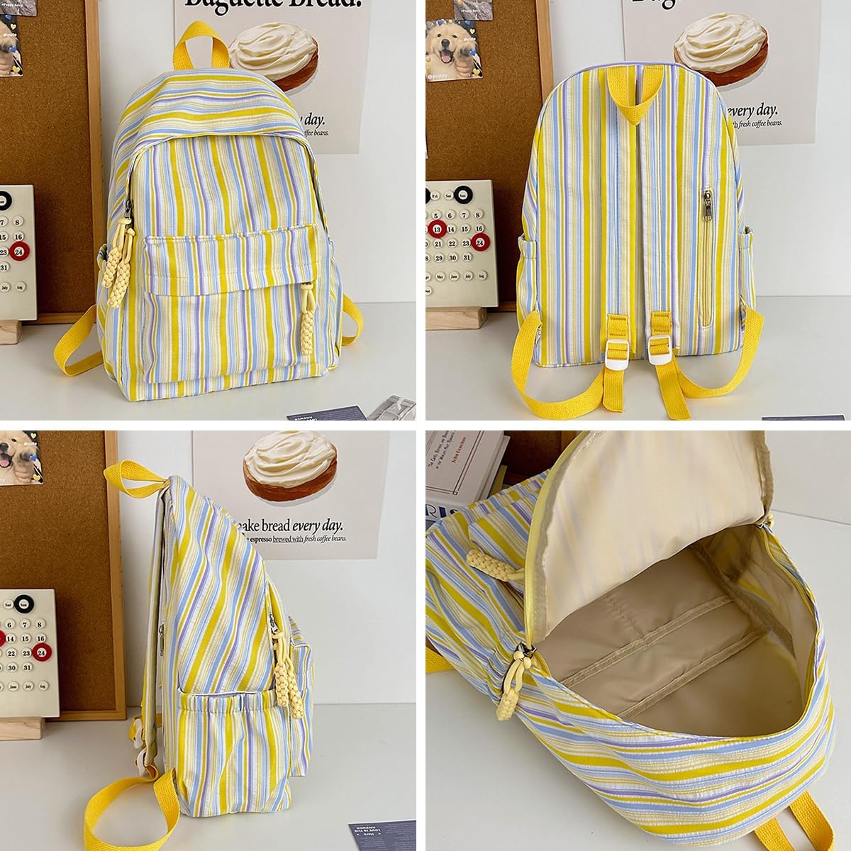 Stylish Cute Linearity Aesthetics College Backpack For Women Simple Casual Lightweight Resistant Travel Bag - Image 4