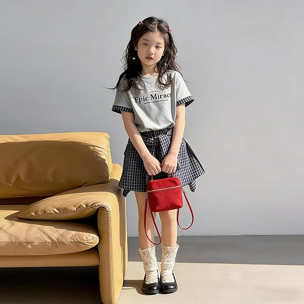 [HONGHXUAN] 子供服 女の子 スカートスーツ セットアップ キッズ ガールズ 上下セット 半袖Ｔシャツ スカート 夏服 ジャージ 半袖スウェット 運動風 韓国 ゆったり お洒落 お出かけ 学生 120-170CM - 4