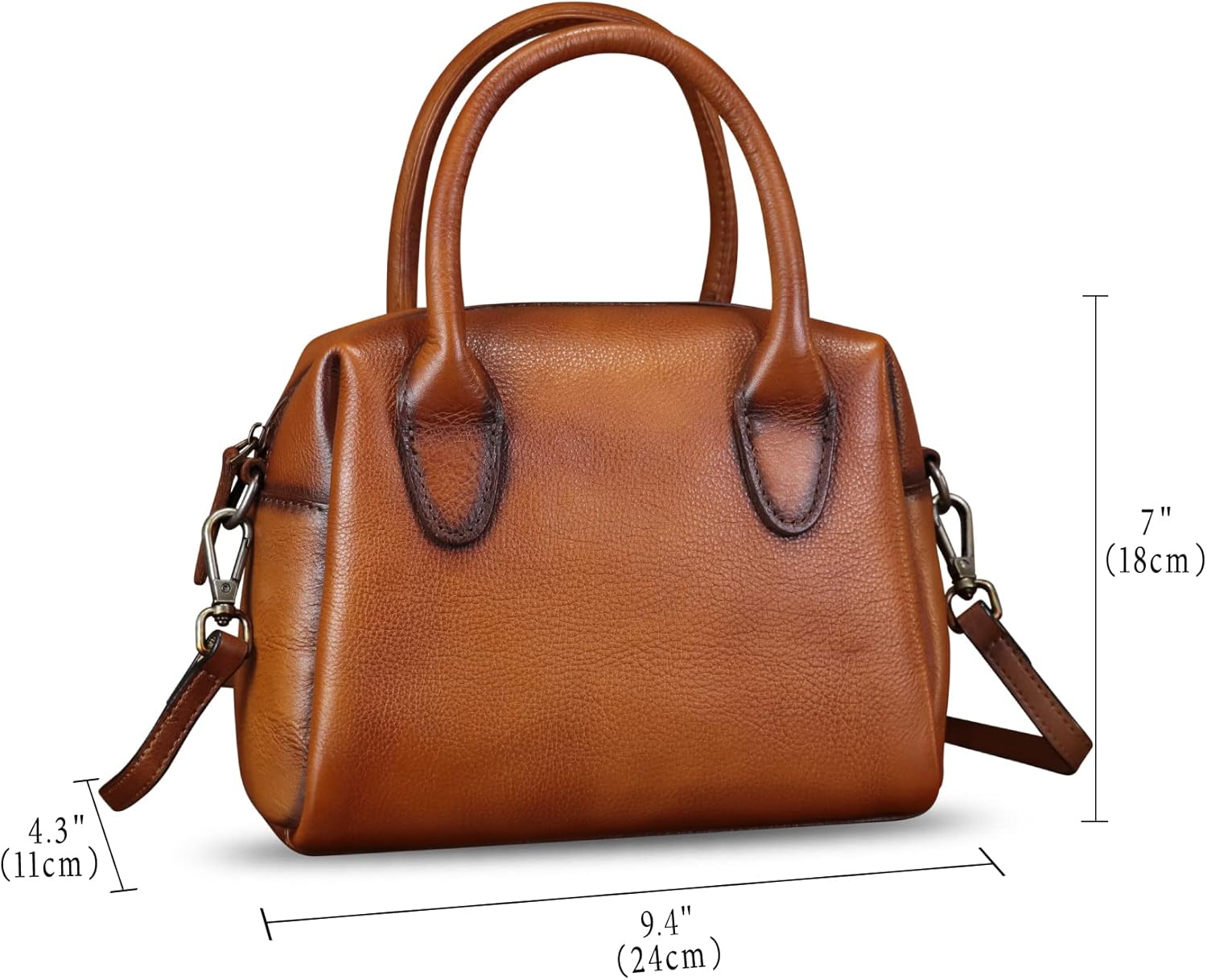 Genuine Leather Handbag for Women Leather Top Handle Purse Retro Handmade Satchel Vintage Crossbody Hobo Bag - Image 5