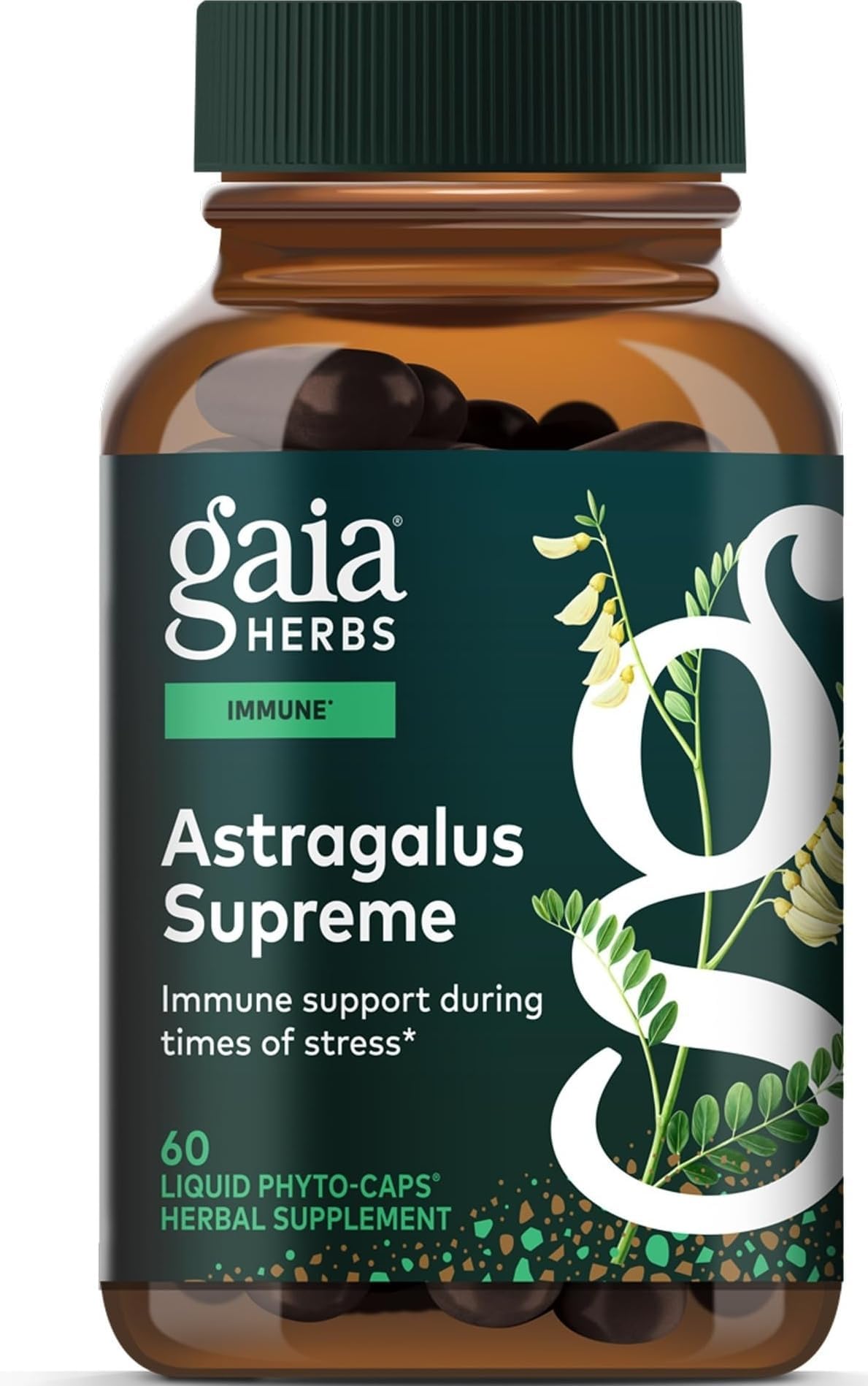 Gaia Herbs Astragalus Supreme - Immune & Antioxidant Support* - Herbal Supplement with Astragalus Root, Schisandra Berry & Ligustrum - 60 Vegan Liquid Phyto-Caps (30 Servings)