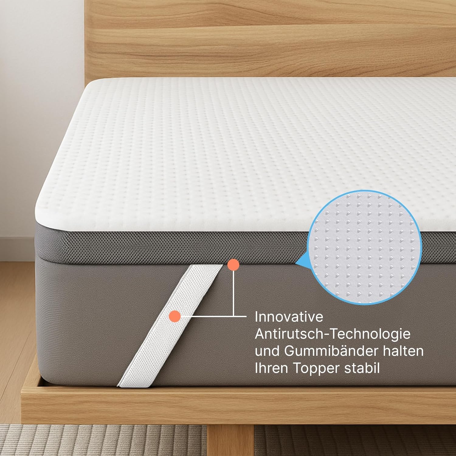 MKS Luxus-Gelschaum Topper 180 x 200 – 2-in-1 H3/H4 Matratzentopper mit 5-Schicht-Komfort, rutschfest & atmungsaktiv – Ergonomische Matratzenauflage für Seiten-, Rücken- & Bauchschläfer