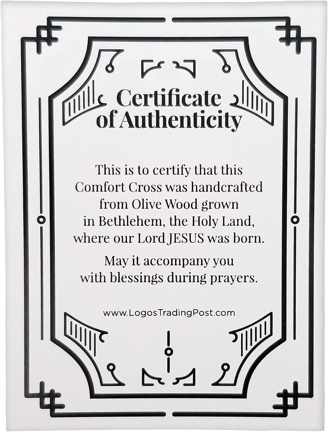 Healing Comfort Cross, Holy Land Olive Wood Large Clinging Hand Cross, Wooden Holding Pocket Prayer Crosses with Velvet Pouch, Prayer Meditiation Booklet, and Certificate of Authenticity