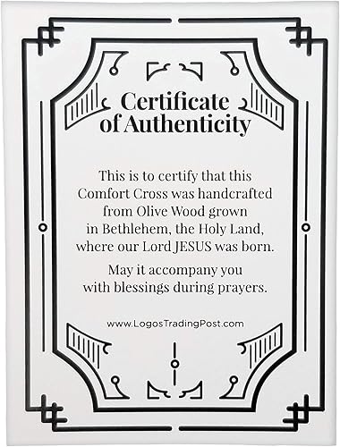 Miniatura 4 de Cruz de comodidad curativa, cruz grande de madera de olivo de tierra sagrada, cruces de oración de bolsillo de madera con bolsa de terciopelo,