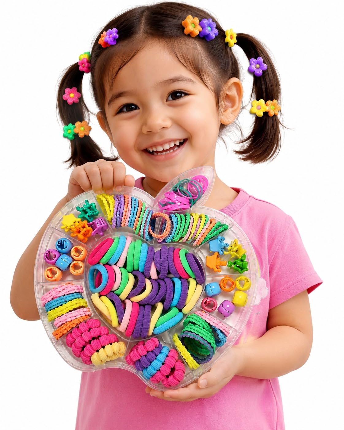 Plutify 210 Pcs Baby Girl Hair Accessories Set Hair Clips & Hairbands Set for Kids Girls – Set of hair accessories for girls , Rubber Bands & Hair Accessories Combo | School Accessories for Girls | Baby Girl Gifts (Multicolour, Little Princess Kit)-image-0