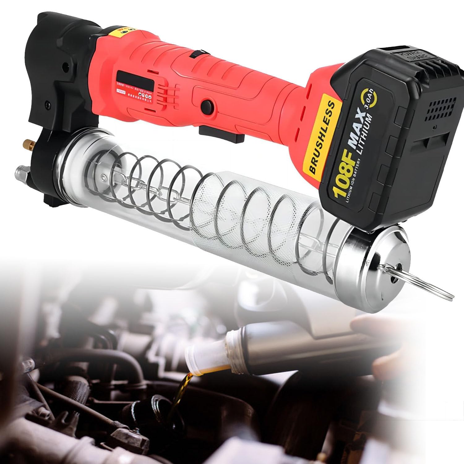 Pistola de Engrase EléCtrica InaláMbrica, Pistola de Engrase EléCtrica InaláMbrica 18 V, Pistola de Engrase BateríA Recargable Alta PresióN, Adecuada para Maquinaria AgríCola, Camiones
