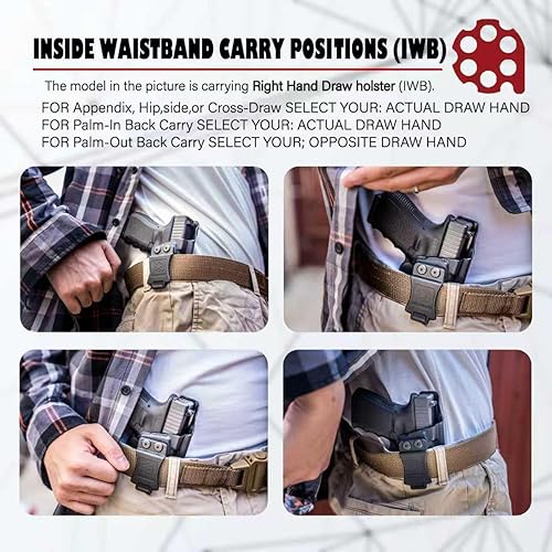 Miniatura 5 de Amberide Sig P365/P365 SAS/P365X IWB Holster, Kydex-Boltaron dentro de la cintura Fit Sig P365 0.354 in, retención segura, extracción rápida, 0-30°