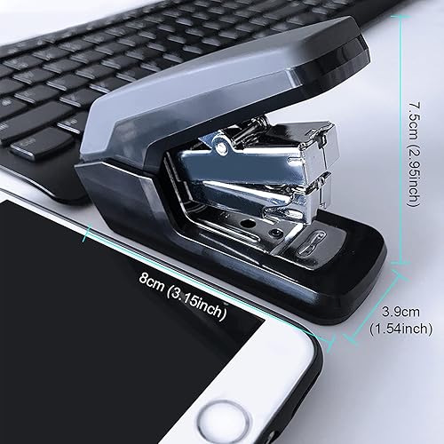 Miniatura 10 de Grapadoras resistentes para oficina, grapadora de diseño ergonómico sin esfuerzo, capacidad de 60 hojas (Deli0465)