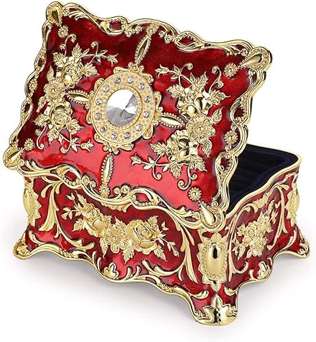 Joyero vintage, caja del tesoro de joyería, caja de joyería vintage, estilo rococó, organizador de almacenamiento, caja decorativa del cofre del