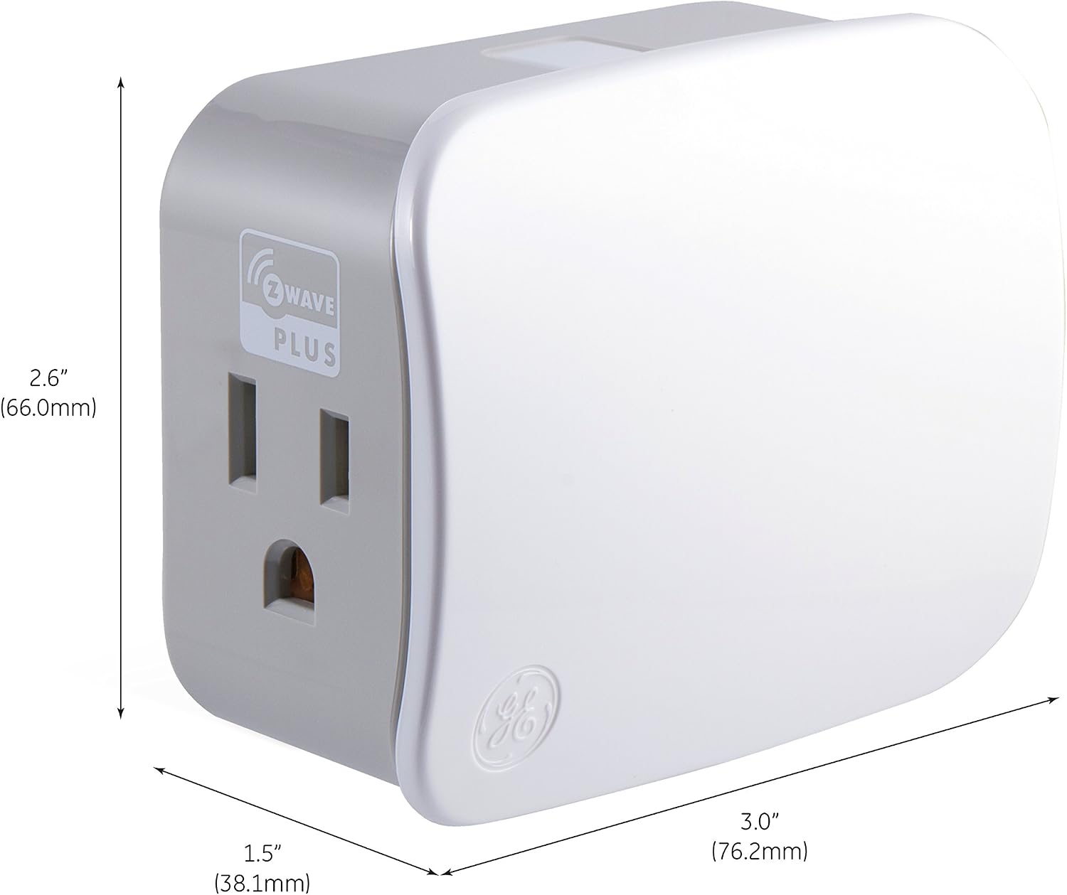 GE Enbrighten Z-Wave Plus Smart Switch 1-Outlet Plug-In, Works with Alexa, Google Assistant, Repeater/Range Extender, for Lamps & Small Appliances, ZWave Hub Required, 28169,White