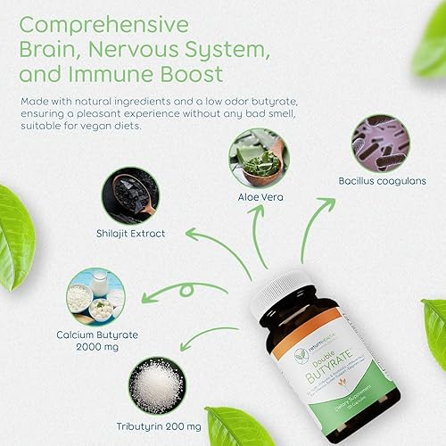 Miniatura 4 de Suplemento de doble butirato para la salud intestinal Suplementos digestivos probióticos y posbióticos para apoyo intestinal Mejora la función