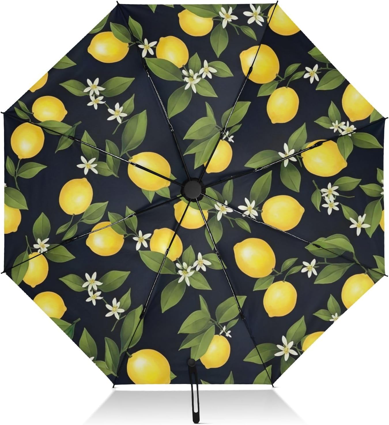 GAIREG Bright Yellow Lemons Compact Travel Umbrella, Auto Open Close Folding Umbrella for Sun and Rain, Windproof Lightweight Portable Umbrella for Women Men