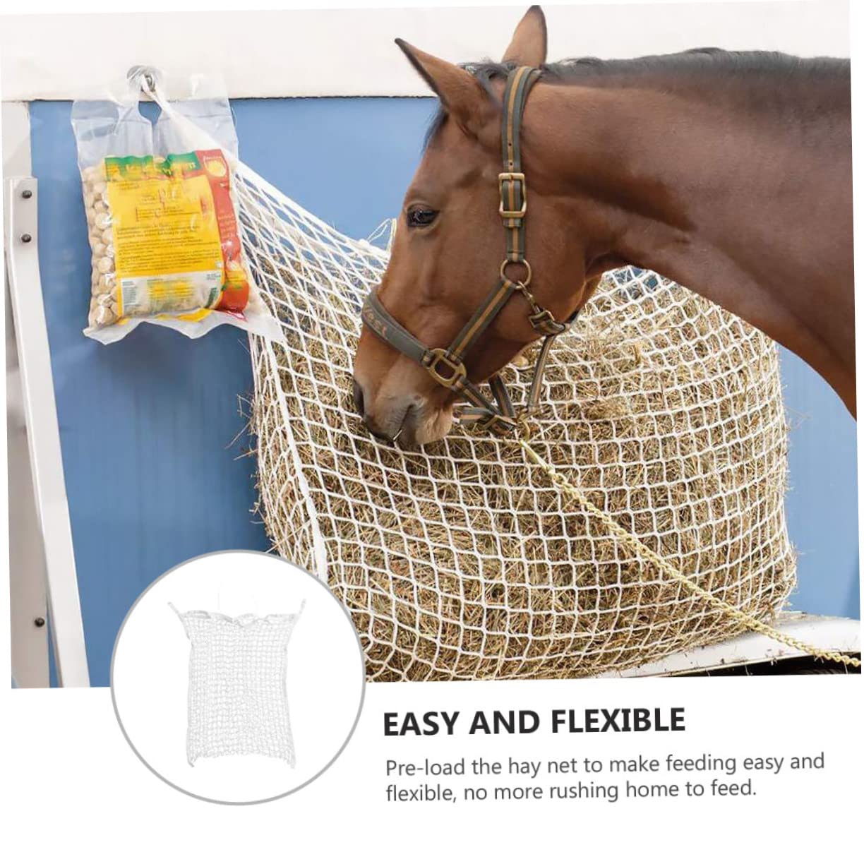 Mipcase Bolsa de Heno para Caballos de Malla Resistente Capacidad 4kg Comedero Lento