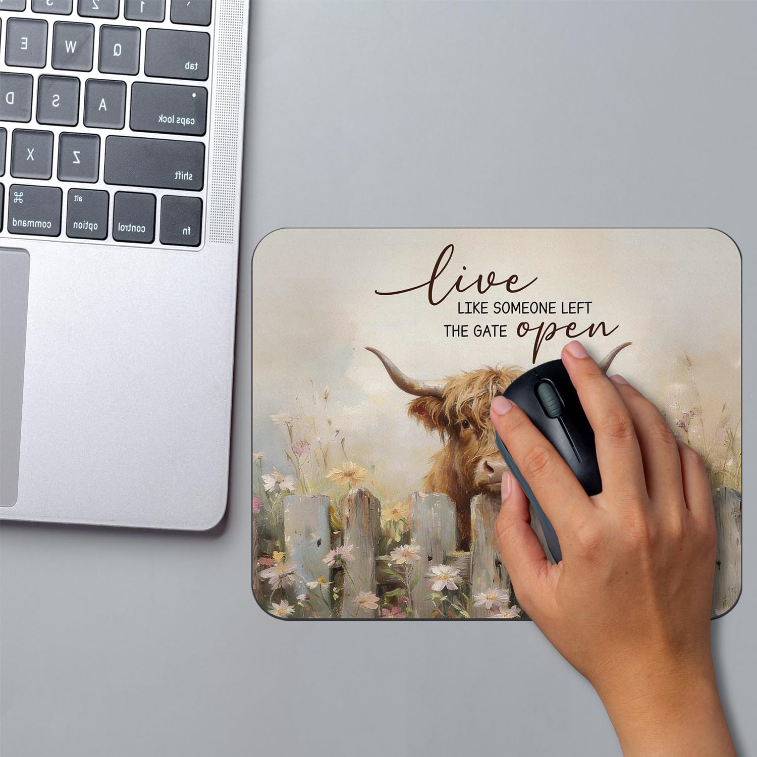 OFlich Highland Cow Farmhouse Mouse Pad Desk Accessories 9.5x7.9 Inch image 4