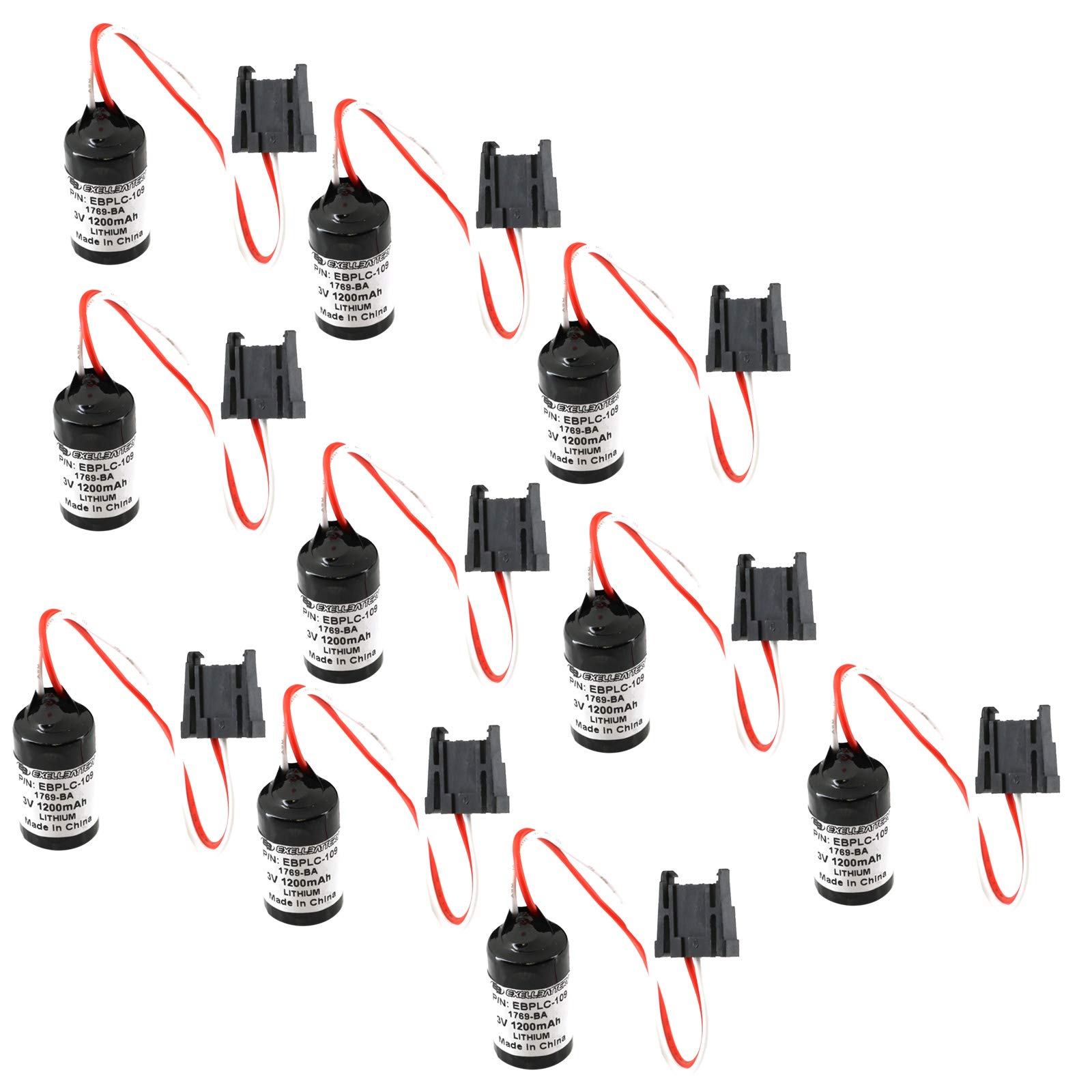 (10-Pack) 3V Lithium PLC Battery Replace 1769-L23-QBFC1B, 1769-L23E-QB1B, 1769-L23E-QBFC1B, 1769-L32E, 1769-L35E, 1747BA, 1769-BA, 1769-BA2, 41761, 41762, 41763, 41764, SLC5/01, SLC500, COMP109