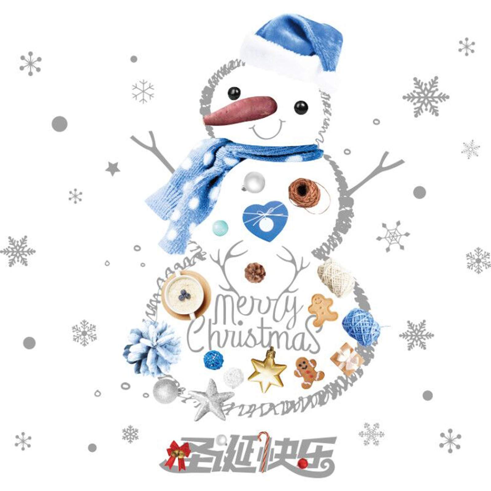 Joyeux Noël Citations décalcules murales,Joyeux Autocollants de Noël for Joyeux décorations de Jour de Noël avec des décalcomanies for Autocollants de fenêtre Amovibles for la Maison