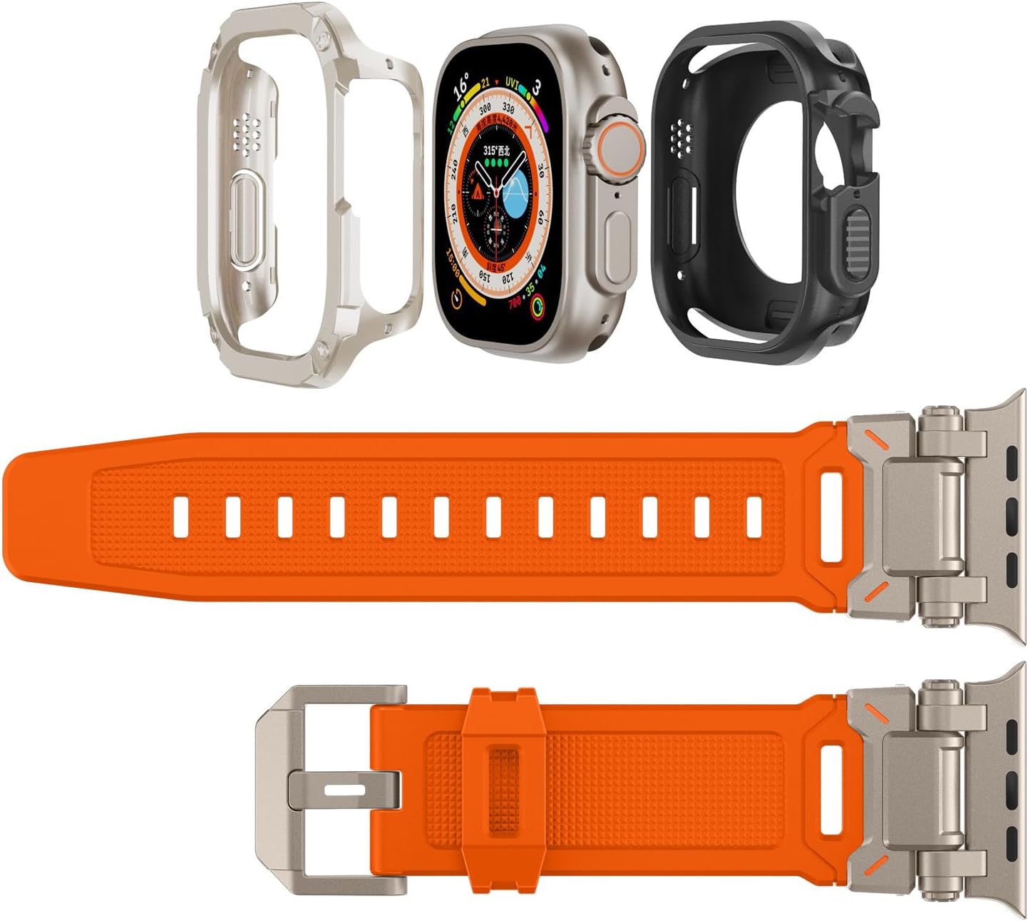 Strap with Bumper Case for Apple Watch Ultra 3/2/1 49mm 46mm 45mm 44mm Silicone Replacement Band and Protective Cases for iWatch Series 11/10/9/8/7/6/5/4/SE3 2 1