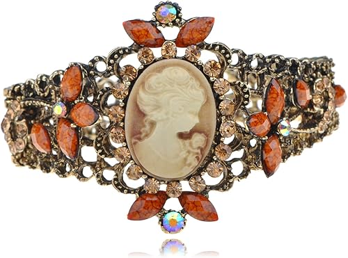 Alilang Pulsera de mujer con camafeo victoriano morado antiguo en tono dorado antiguo