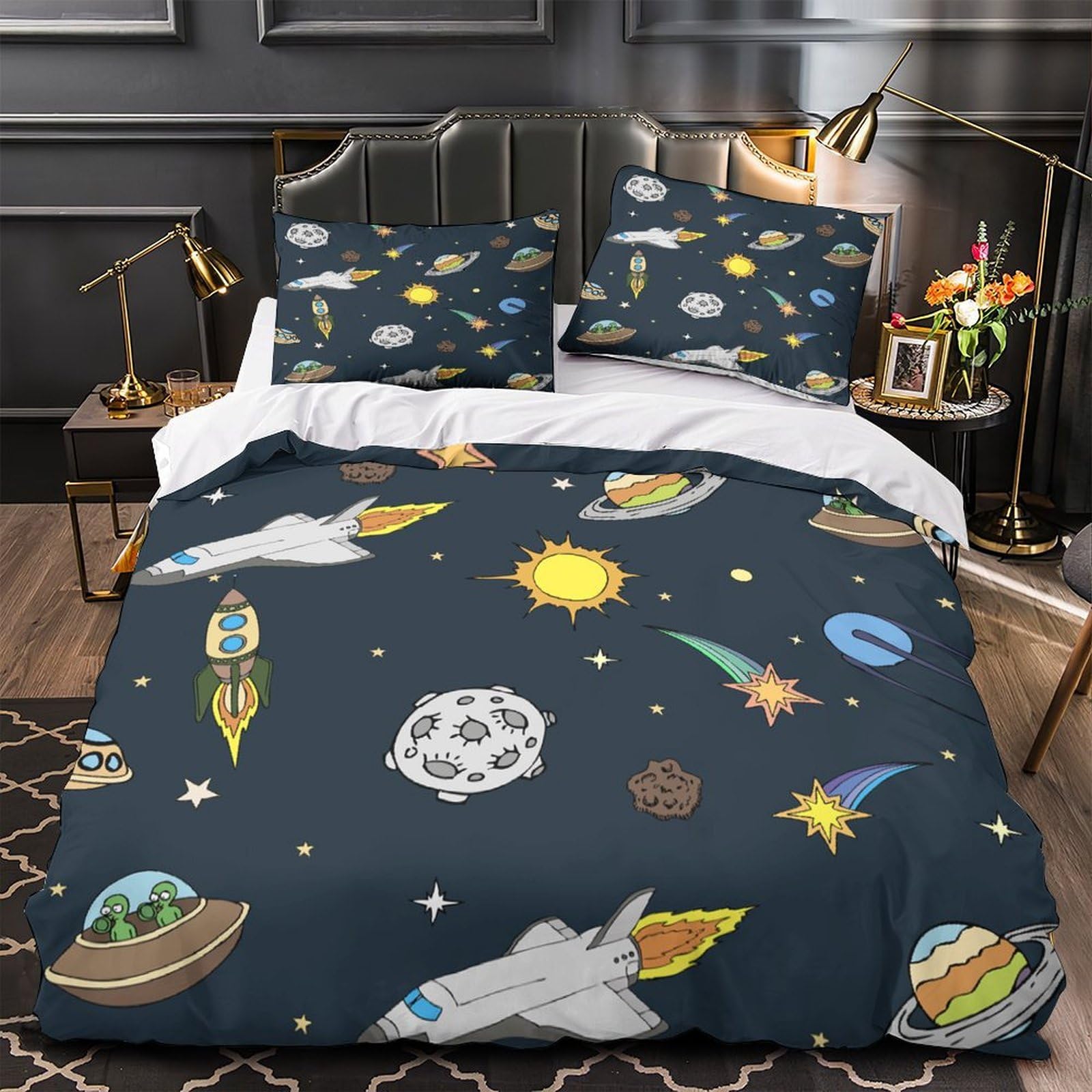 Housse de couette espace 3D hypoallergénique pour créer un cocon galactique dans une chambre d'ado