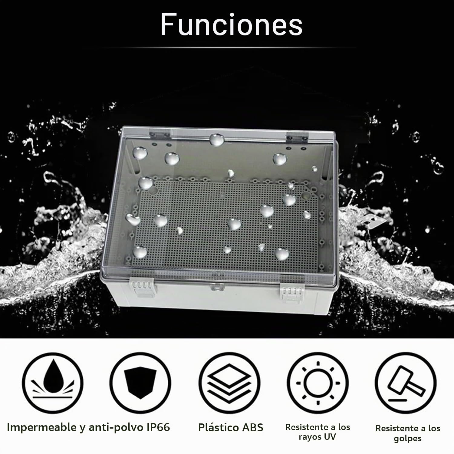 Caja Conexiones Estanca IP67,Caja Distribución Eléctrica,Caja Registro Electrico,PC Transparente Carcasa Industrial,para la Protección de Tomas de Corriente (210x210x140mm)
