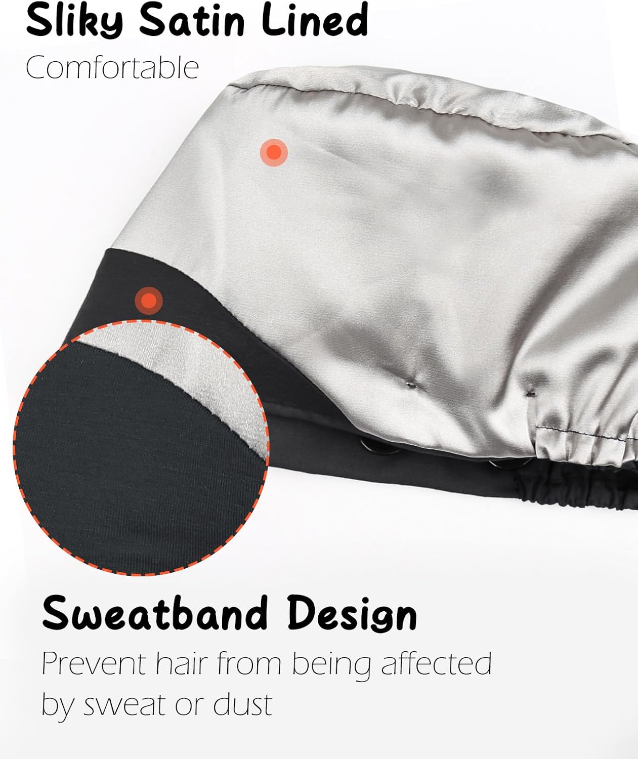 Adjustable Scrub Caps for Women Men - 4 Mask Attachment Buttons & Satin Lined Scrub Caps