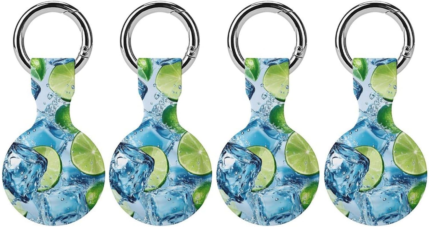 (Ice-Cubes) and Lime Slices Funny Cover Compatible with AirTag Case Protector GPS Tracker Holder with Keychain