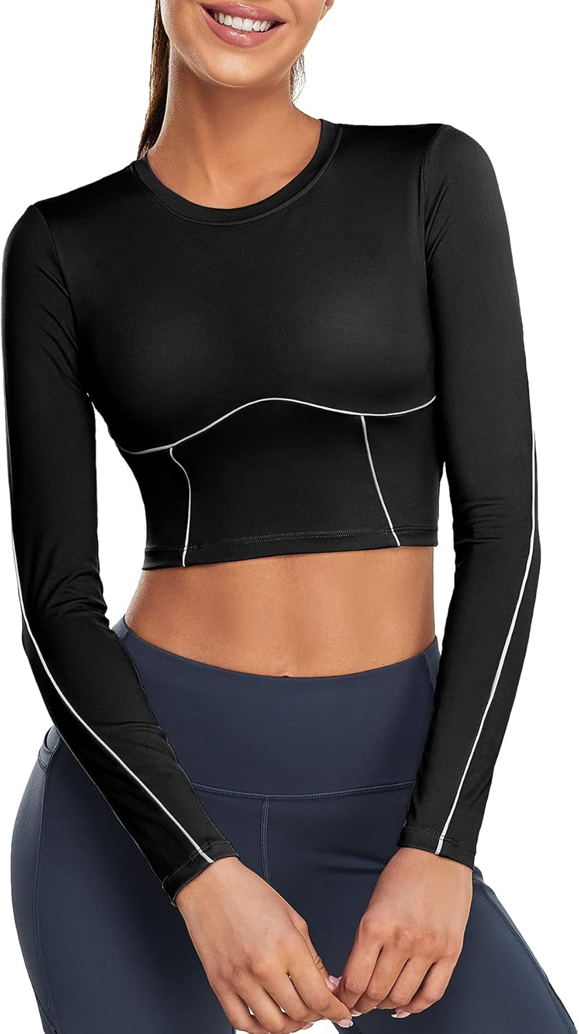 XIAOXIAO Long Sleeve Crop Top Workout for Women Athletic Shirt Built in Bra Yoga Tank Top Running Gym Sports Clothes : Sports & Outdoors
