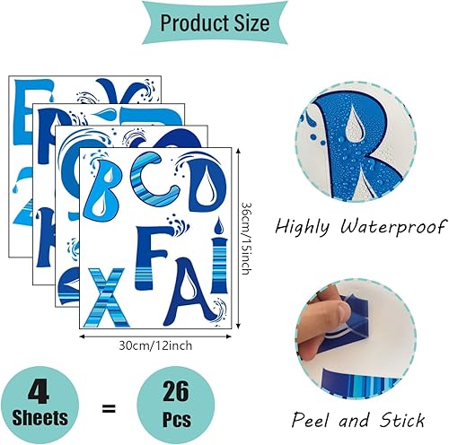 Miniatura 4 de Calcomanías de pared extraíbles del alfabeto de agua, calcomanías de pared ABC educativas de aprendizaje, calcomanías de letras extraíbles para